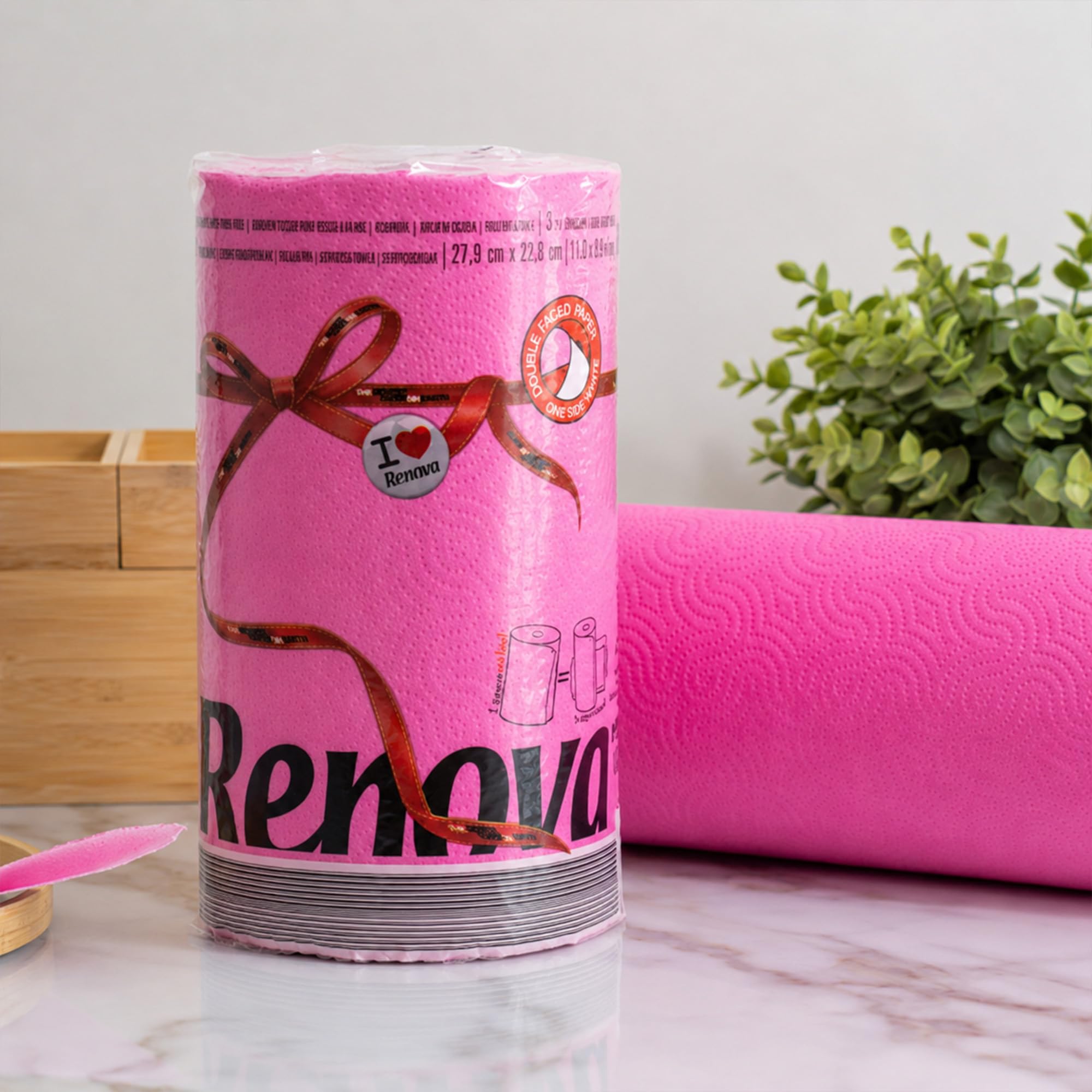 Renova Kitchen Roll Pink Paper Towel Küchenrolle 1 Rolle rosa