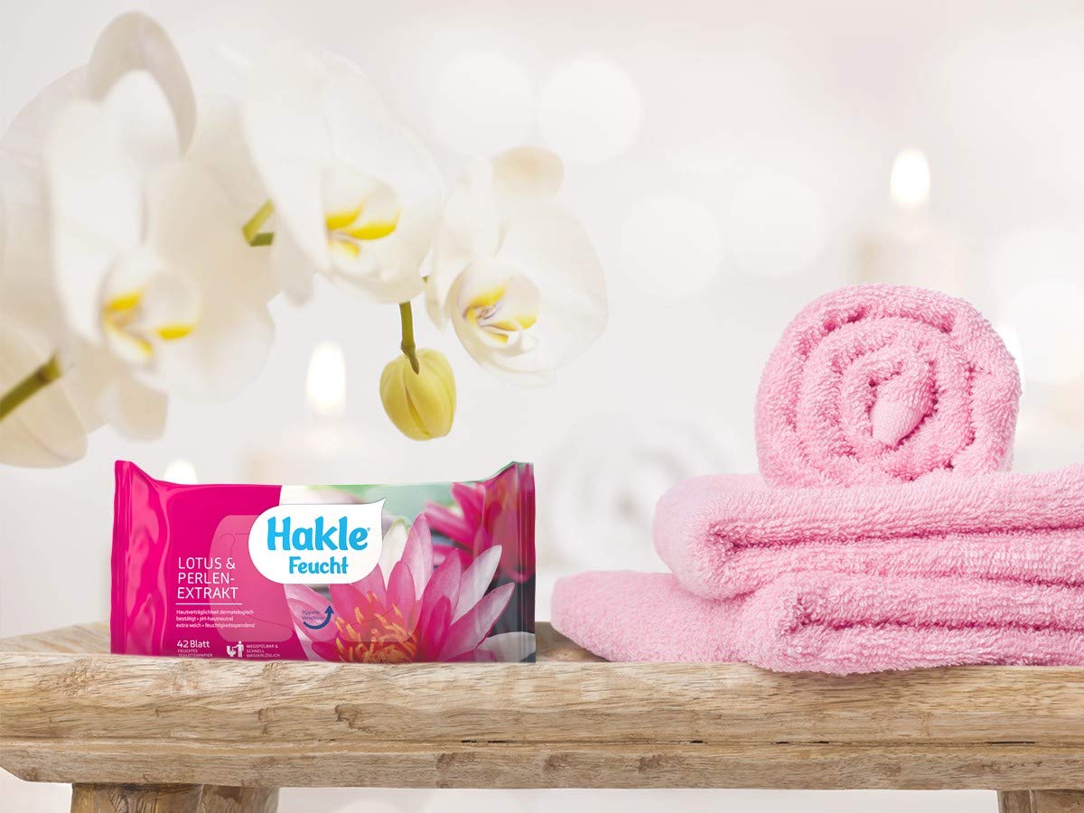 Hakle Feucht Lotus & Perlenextrakt, feuchtes Toilettenpapier, 12 Packungen