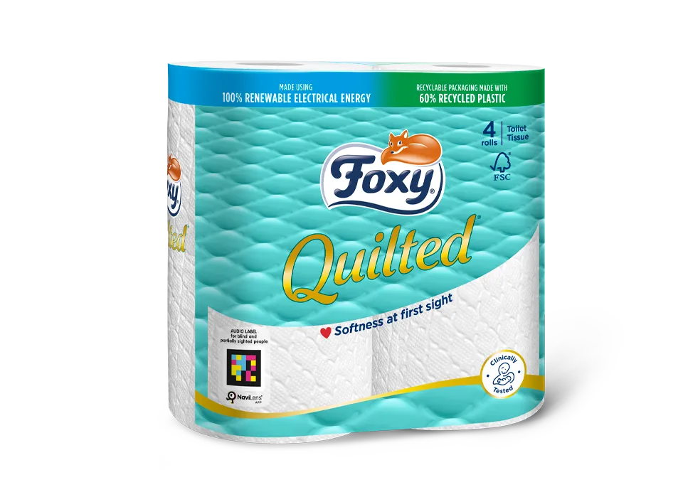 Foxy Quilted Toilettenpapier 9 Rollen 3-lagig weich geprägt