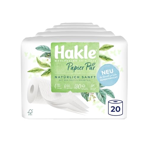 Hakle Papier Pur Natürlich Sanft Toilettenpapier 20 Rollen, 4-lagig