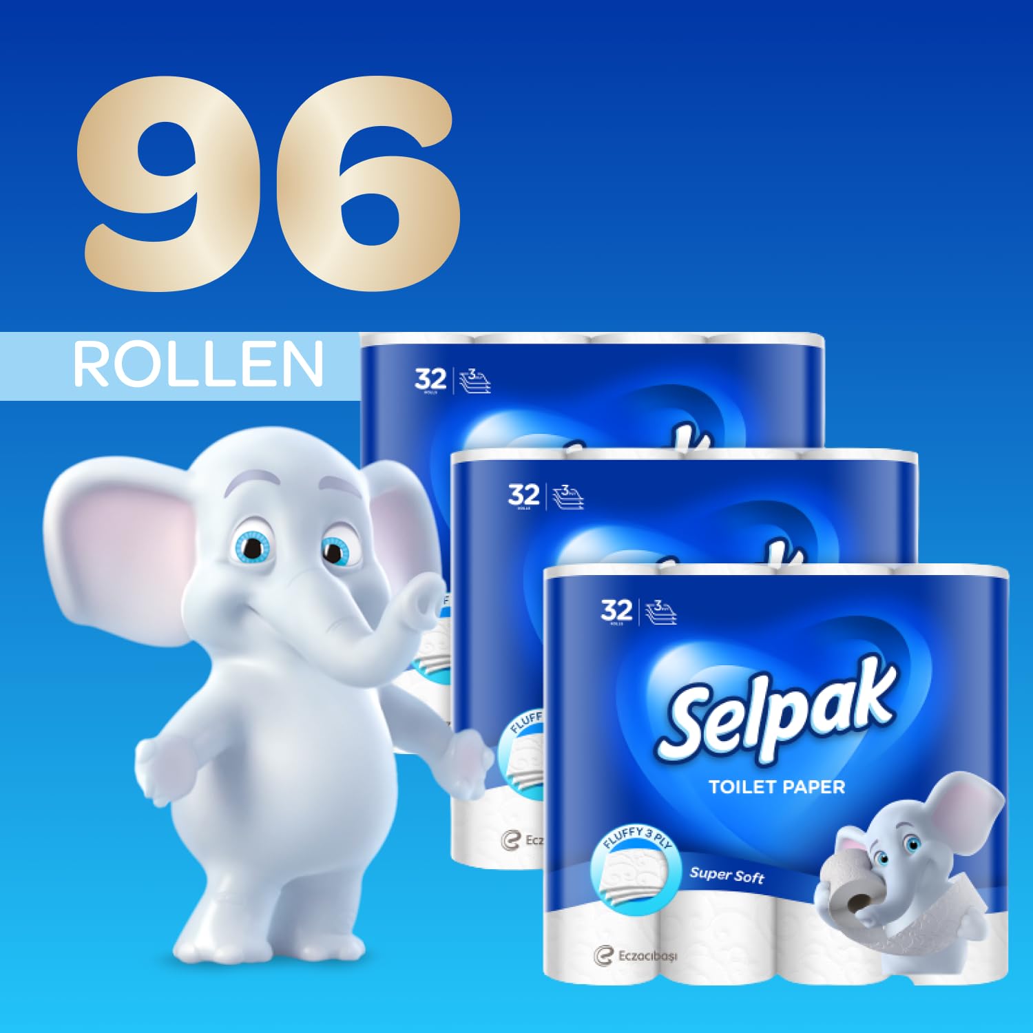 Selpak Toilet Papers Toilettenpapier 96 Rollen, 3-lagig, 140 Blatt