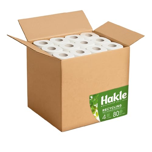 Hakle Recycling Toilettenpapier, 80 Rollen, 4-lagig aus Altpapier