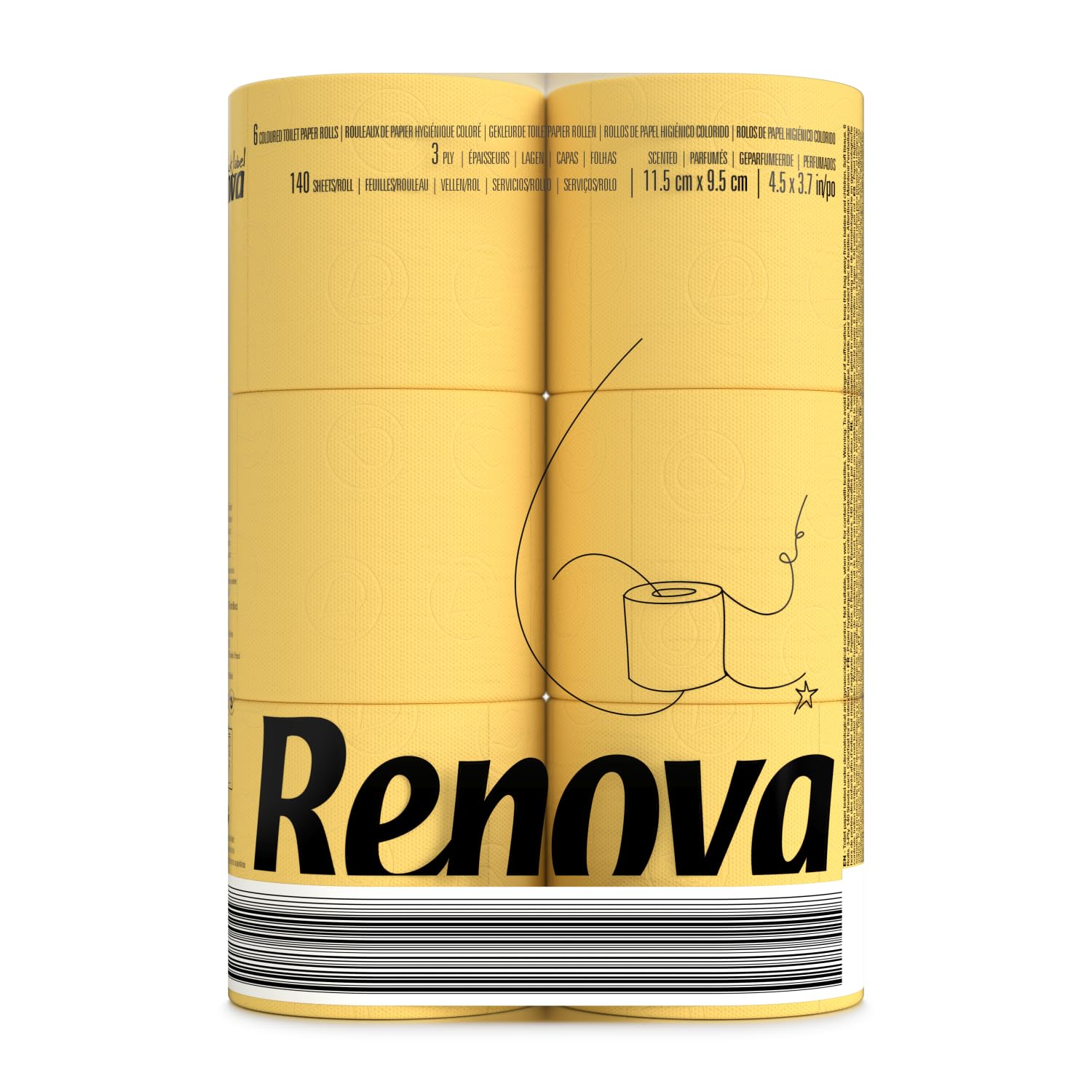 Renova Toilet Paper Yellow Toilettenpapier 6 Rollen, gelb