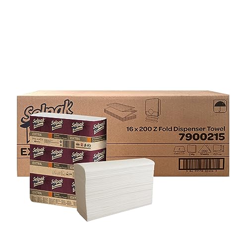 Selpak Paper Towels Professionelle Papierhandtücher Z-Falz, 16 Pack, 2-lagig
