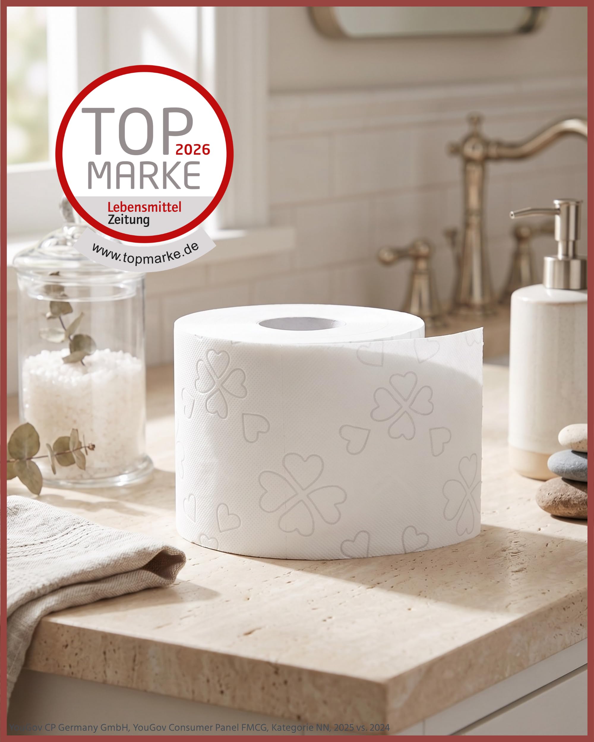 Glücksblatt Toilettenpapier samtweich 4-lagig, 56 Rollen, Vanilleduft