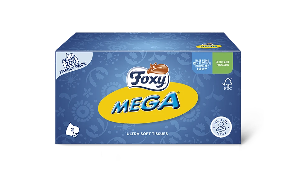 Foxy Mega Kosmetiktücher 200er-Pack, Familienpackung