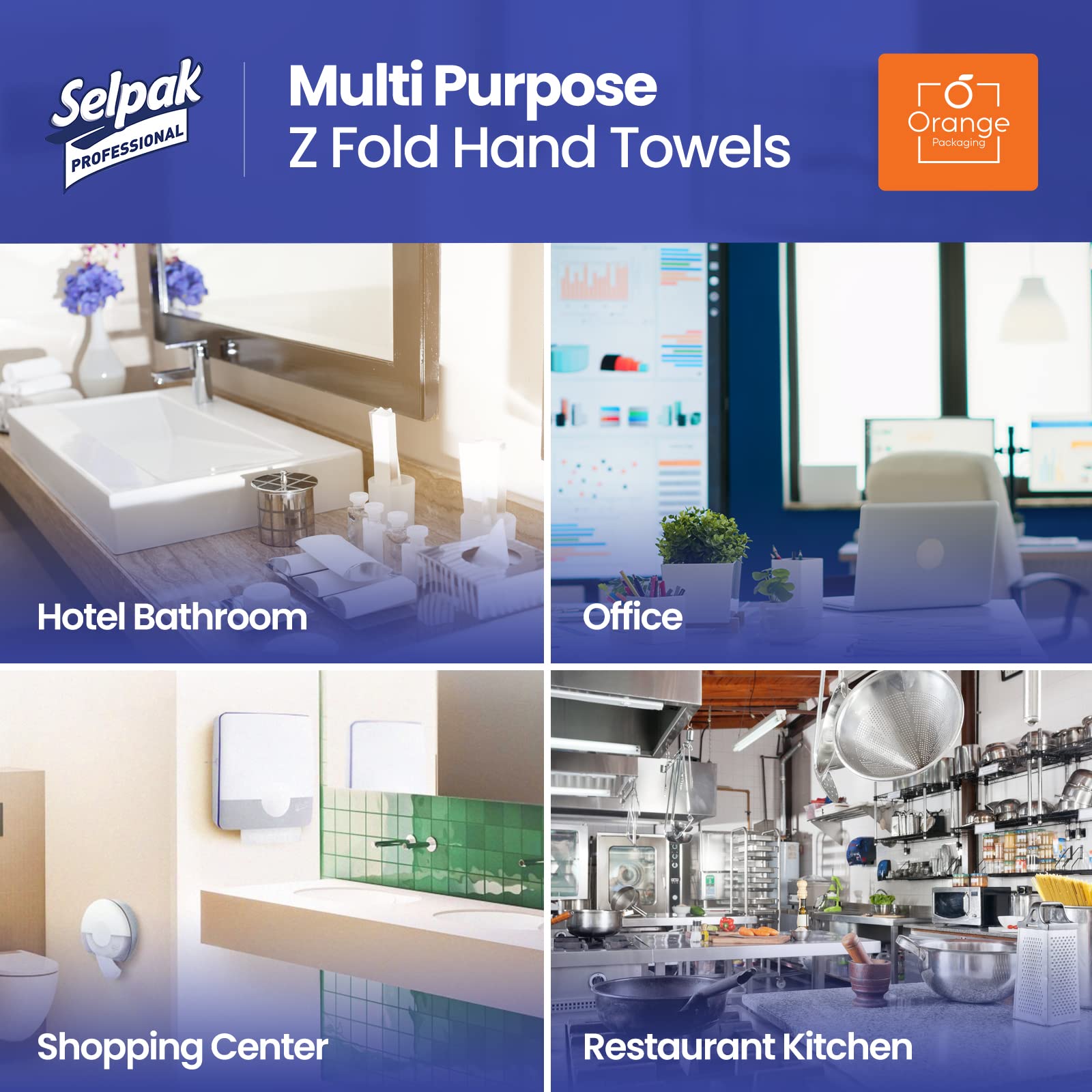 Selpak Paper Towels Professionelle Papierhandtücher Z-Falz, 16 Pack, 2-lagig