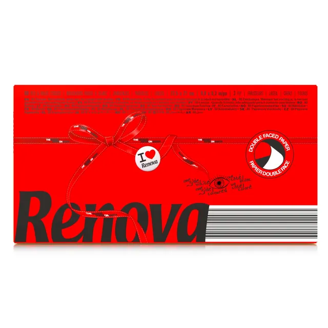 Renova Tissues RED Facial 80 Tissues Gesichtstücher, rot und 3-lagig