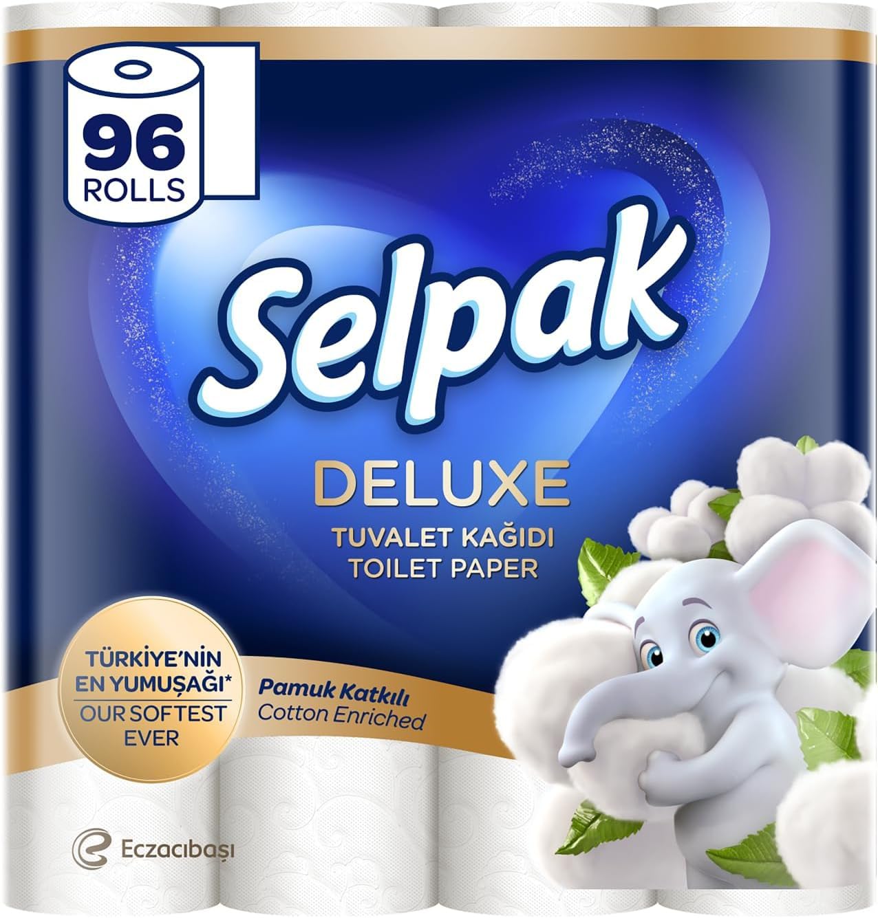 Selpak Toilet Papers Deluxe Toilettenpapier 96 Rollen, Baumwollfasern