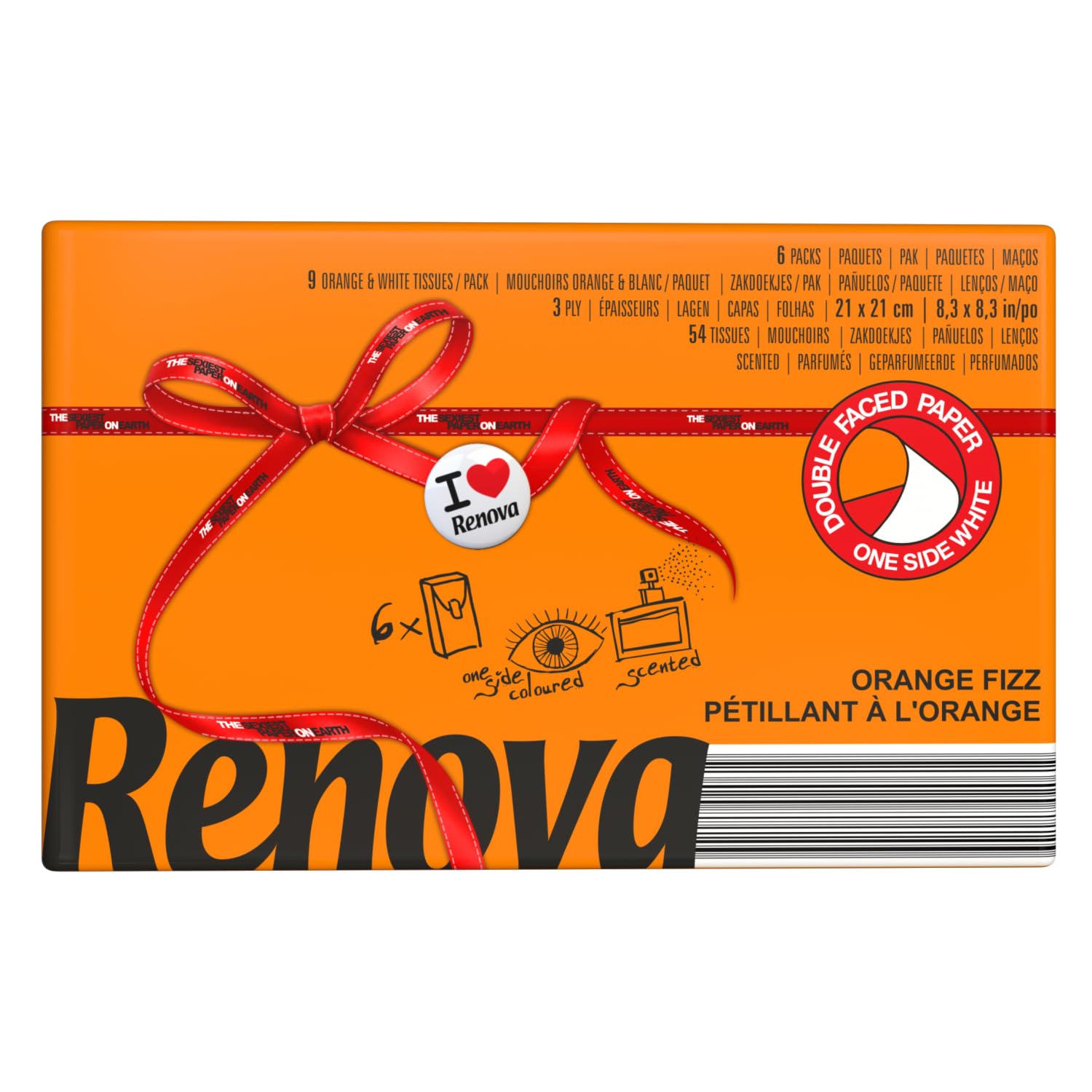 Renova Tissues Orange Fizz Taschentücher, 6 Packungen, Duft