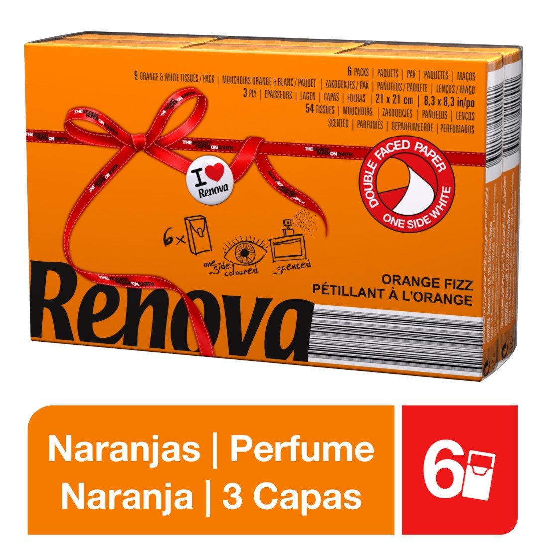Renova Tissues Orange Fizz Taschentücher, 6 Packungen, Duft