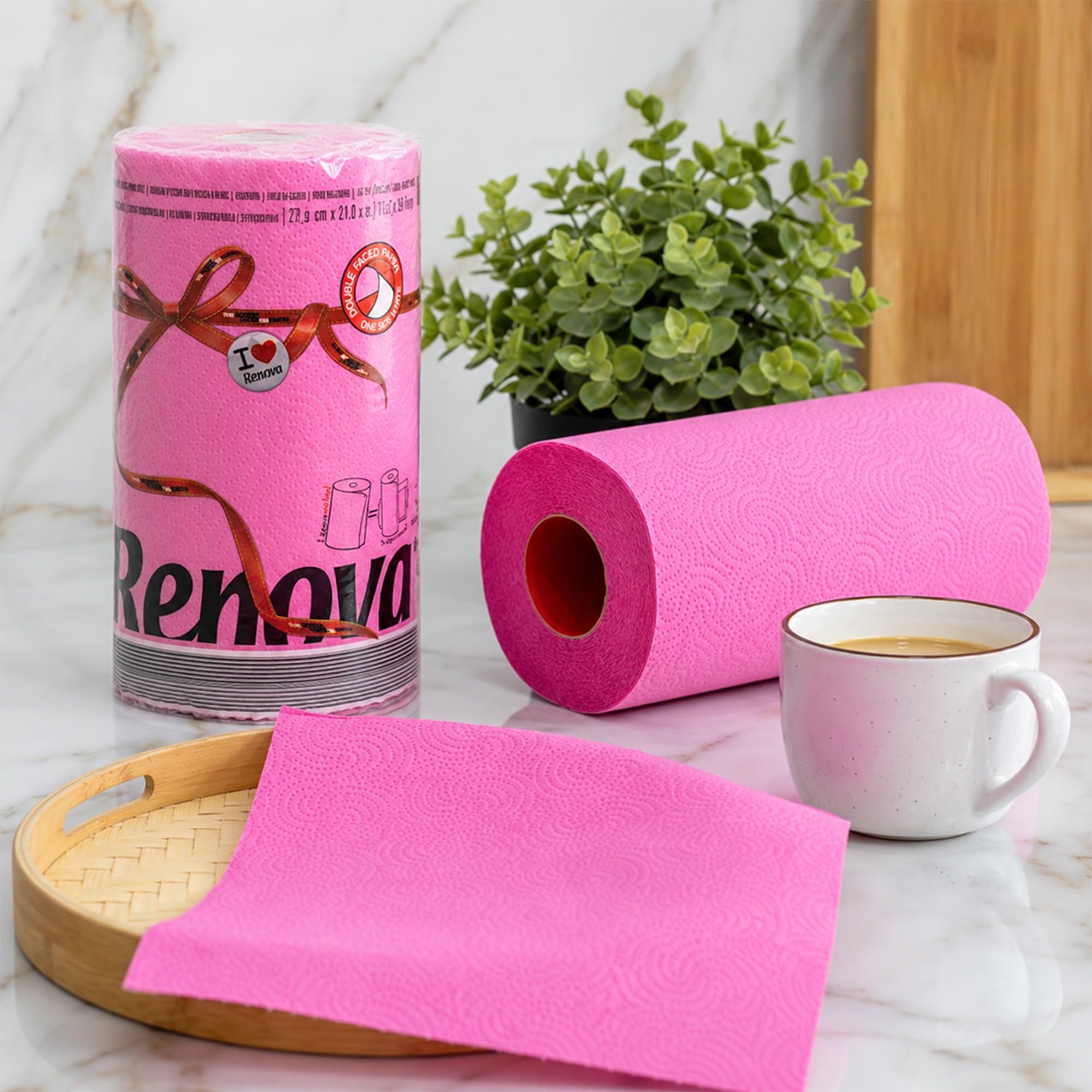 Renova Kitchen Roll Pink Paper Towel Küchenrolle 1 Rolle rosa