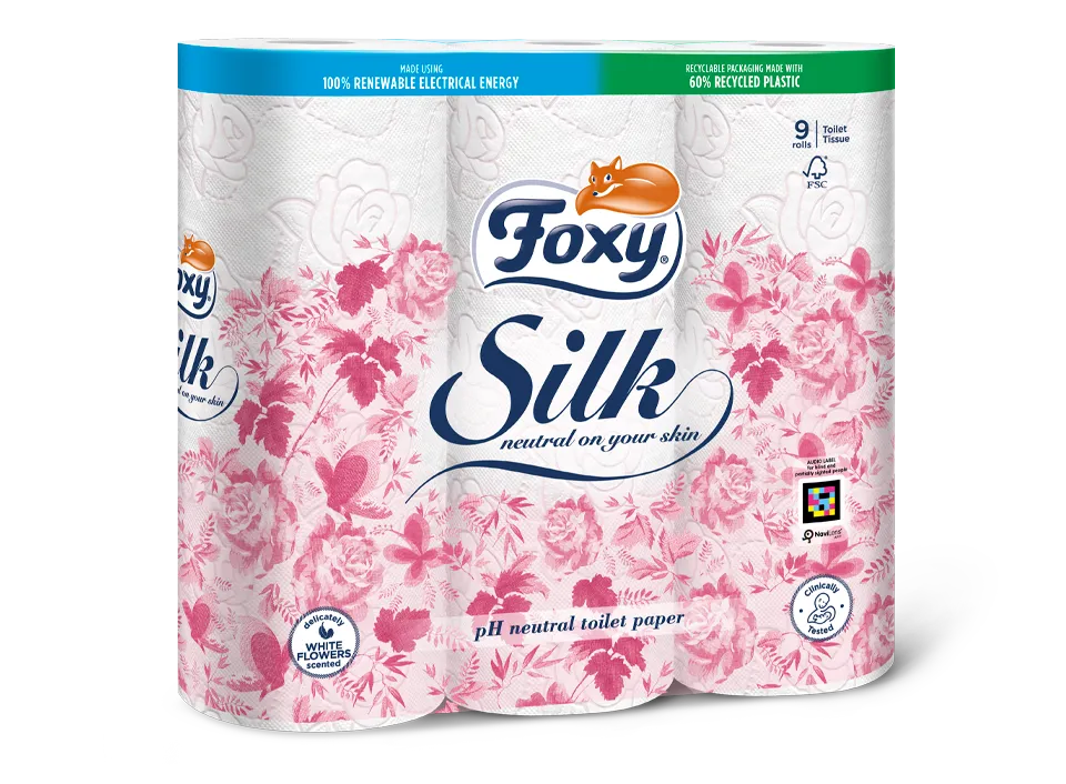 Foxy Silk Toilettenpapier 9 Rollen extra weich mit Blumenduft
