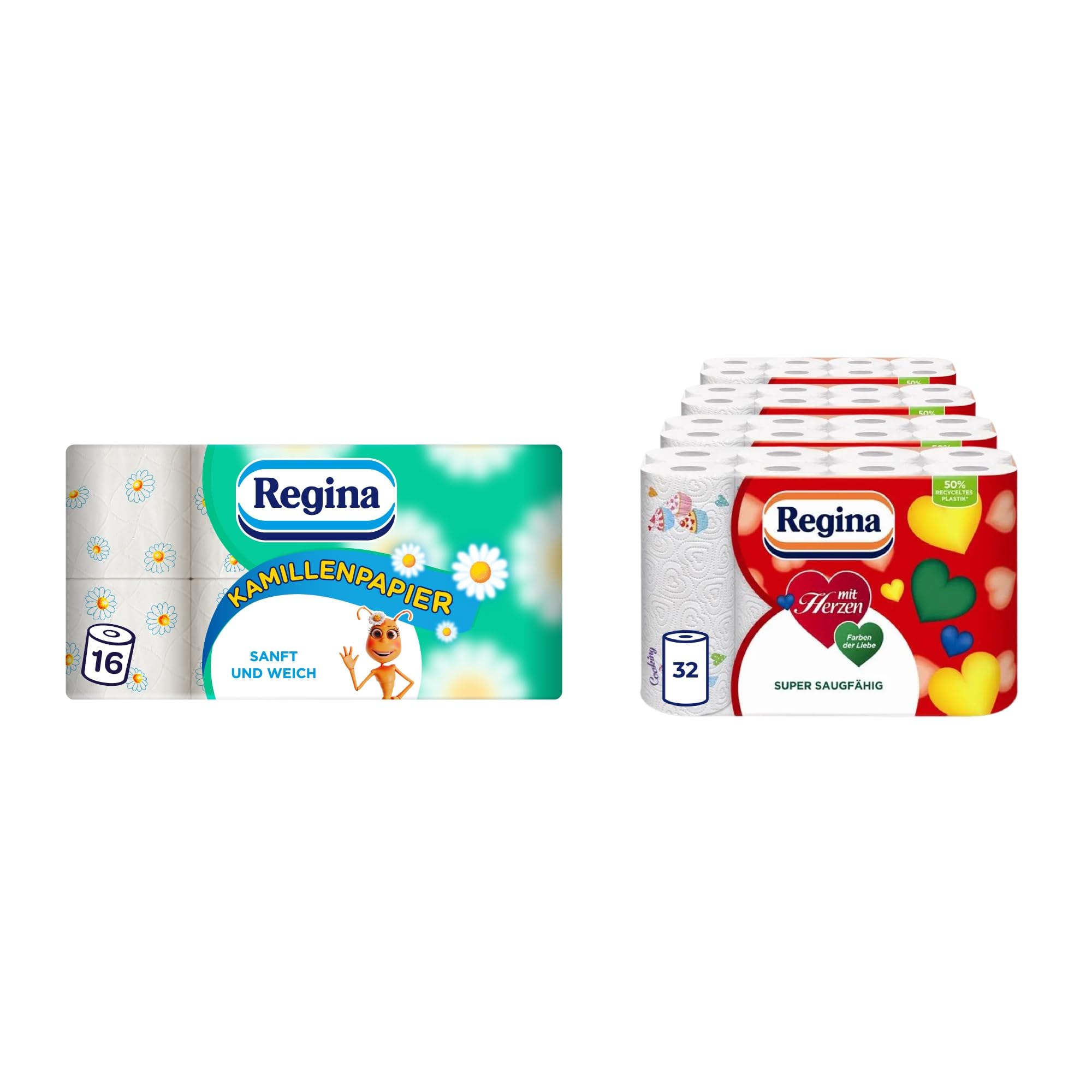 Regina Kamillenpapier Toilettenpapier 16 Rollen, Kamillenduft