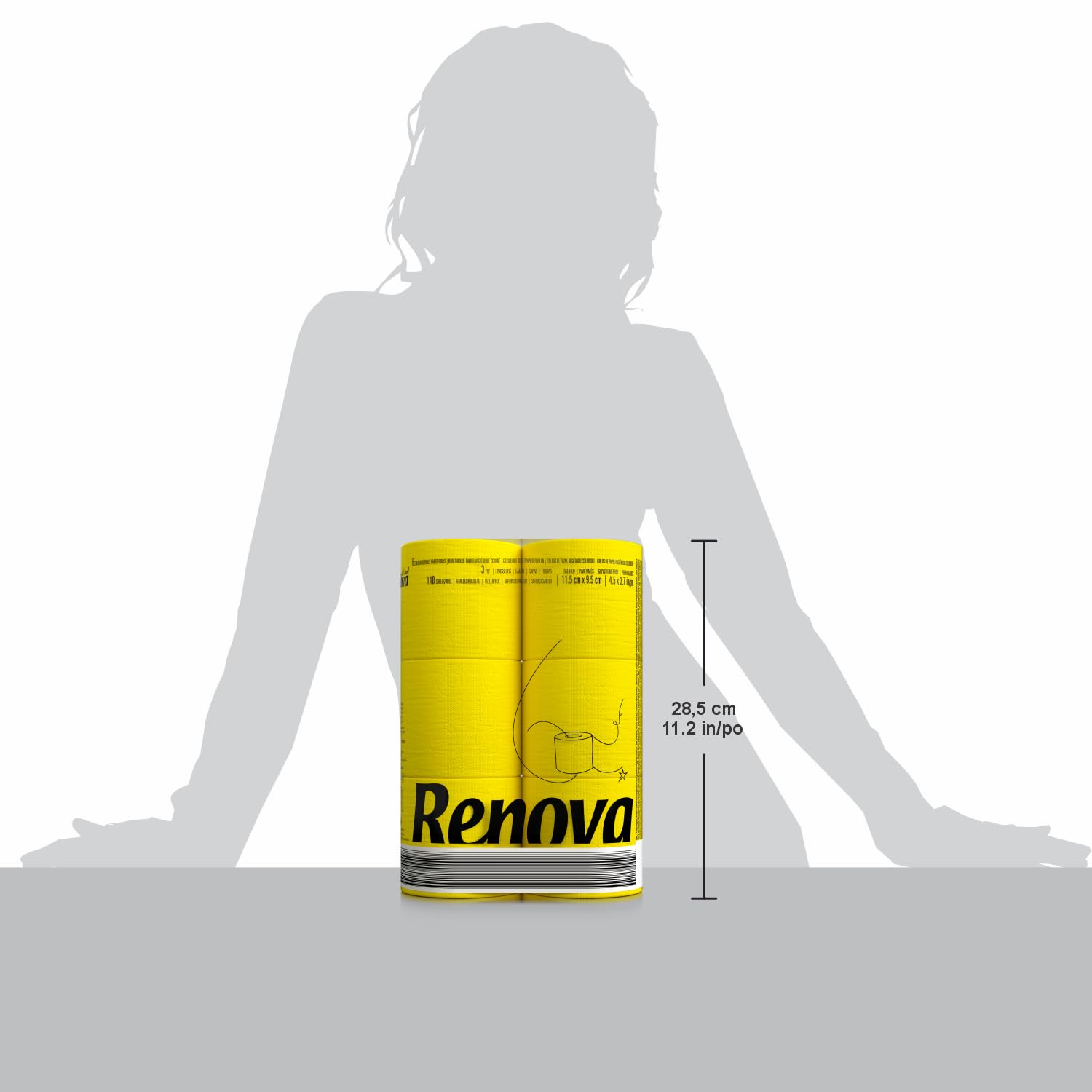 Renova Toilet Paper Yellow Toilettenpapier 6 Rollen, gelb
