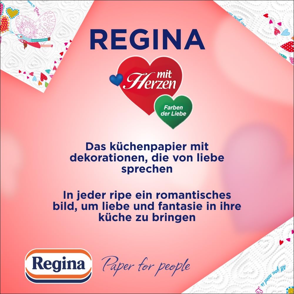 Regina mit Herzen Haushaltstücher Küchenpapier 8 Rollen, 3-lagig