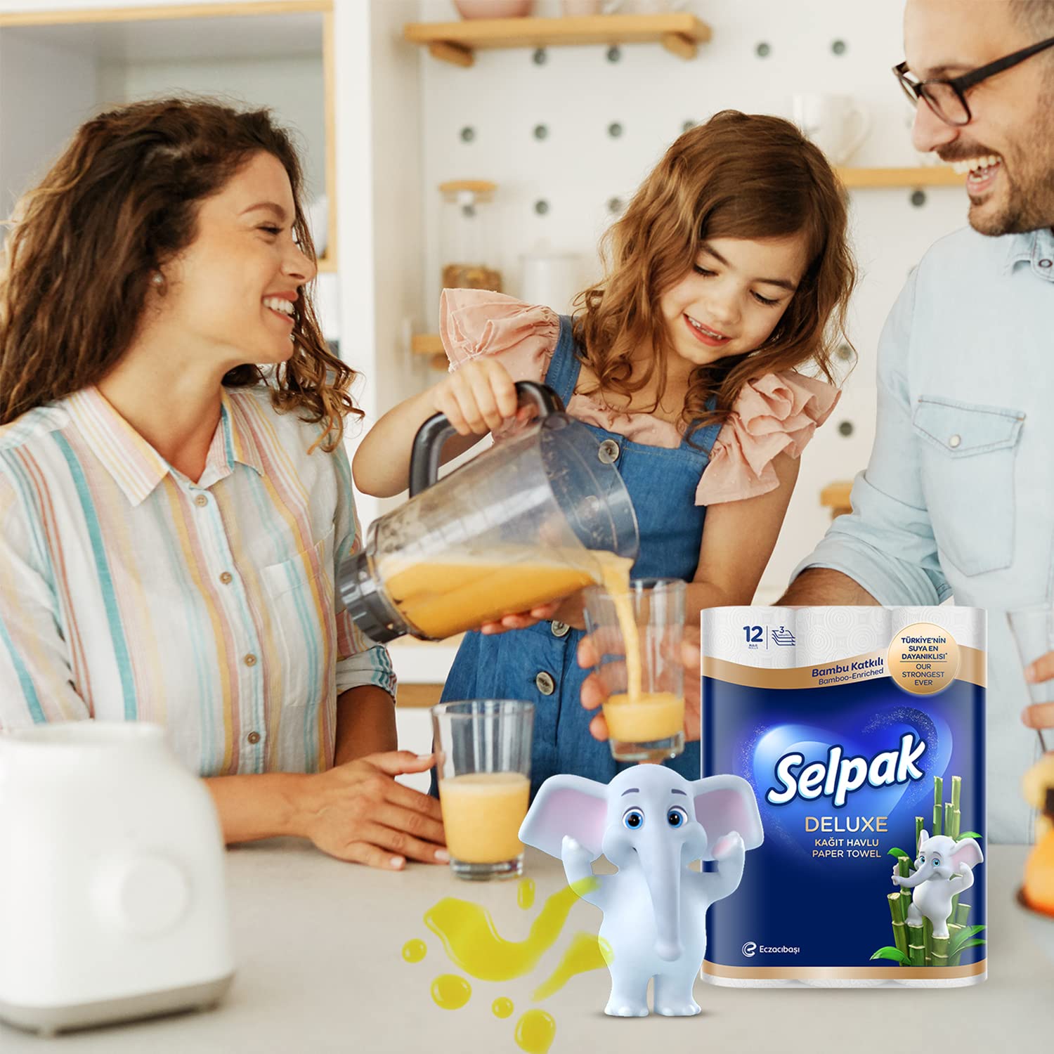 Selpak Paper Towels Deluxe Küchenrolle 48 Rollen, 3-lagig aus Bambus