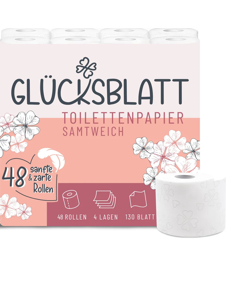 Glücksblatt Toilettenpapier samtweich, 48 Rollen, 4-lagig