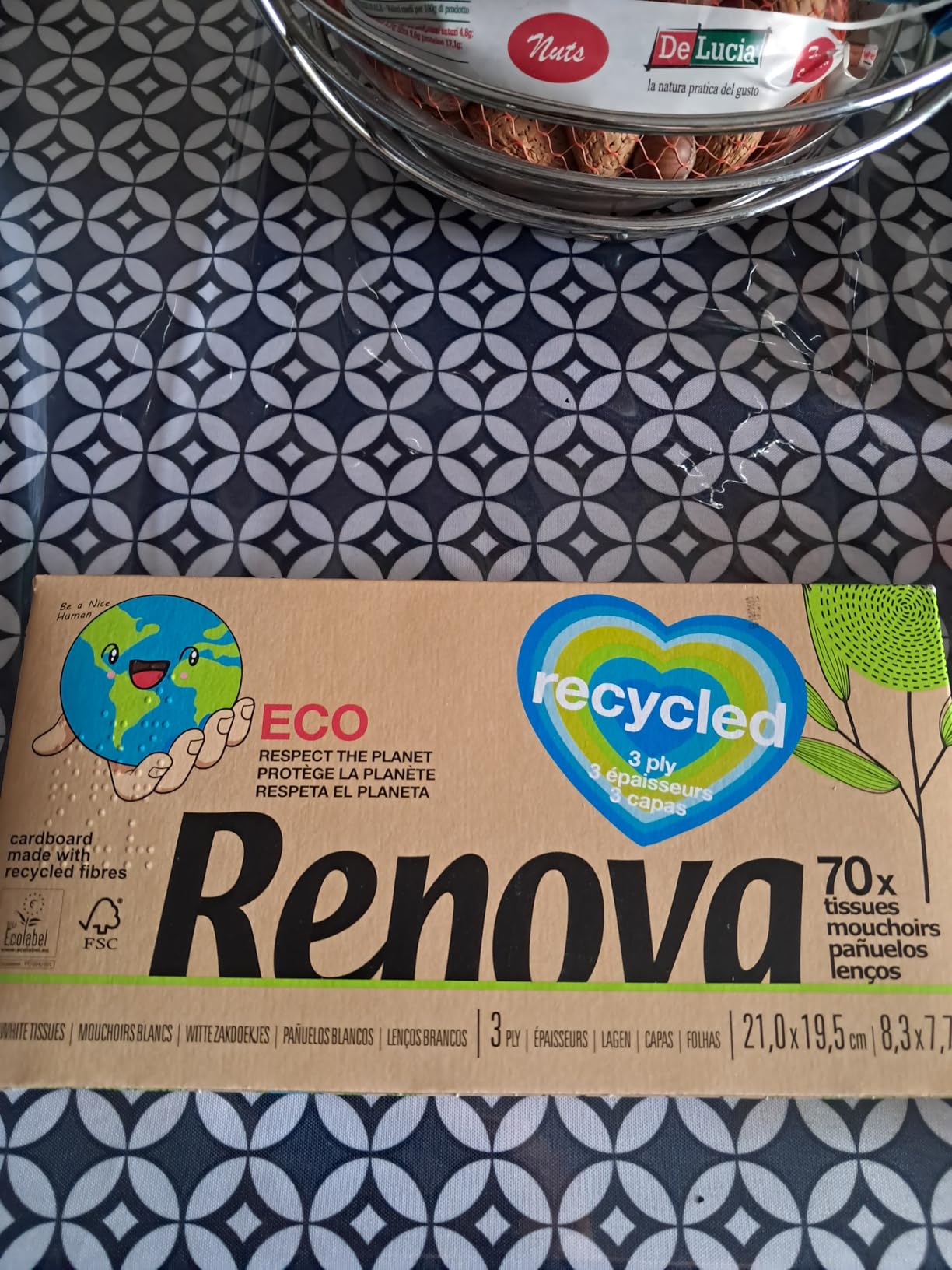 Renova Tissues 100% RECYCLED Facial Tissues Taschentücher 70 Stück unparfümiert
