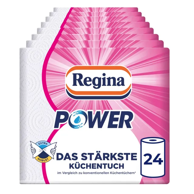 Regina Power 24 Küchenrollen Küchentücher, 2-lagig und nass wiederverwendbar