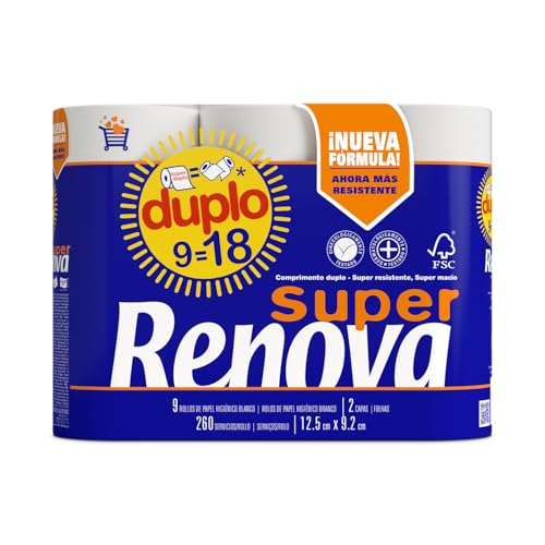 Renova Super Double Toilettenpapier, 9 Rollen, 260 Blatt, ohne Duft