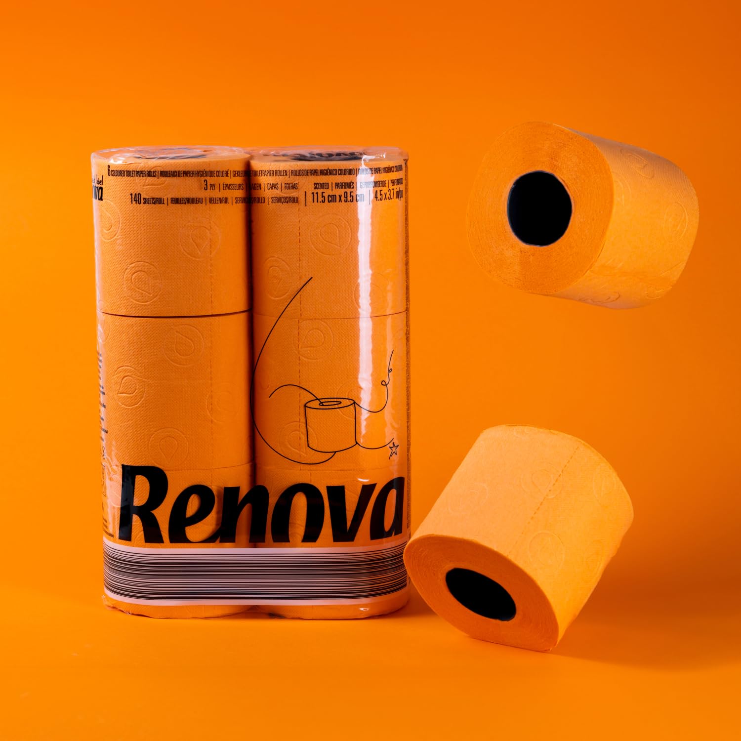 Renova Toilet Paper Orange Regular 6 200064519 Toilettenpapier 6 Rollen orange