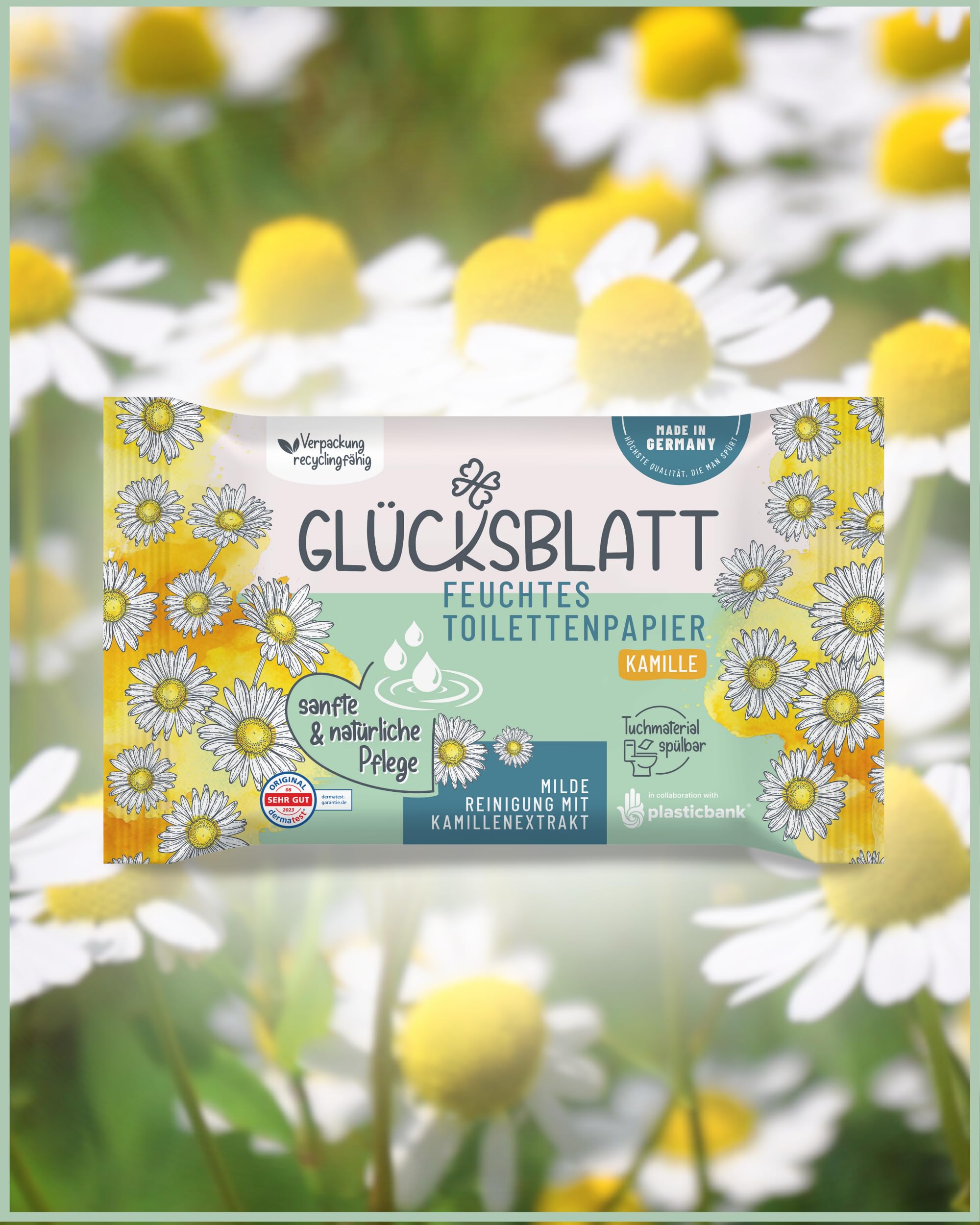Glücksblatt Tücher Kamille feuchtes Toilettenpapier 12 × 42 Tücher