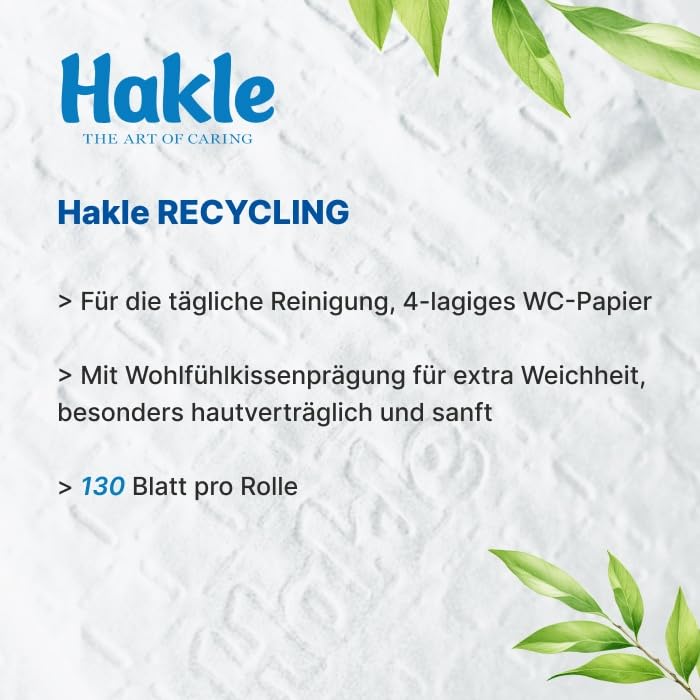 Hakle Recycling Toilettenpapier, 80 Rollen, 4-lagig aus Altpapier