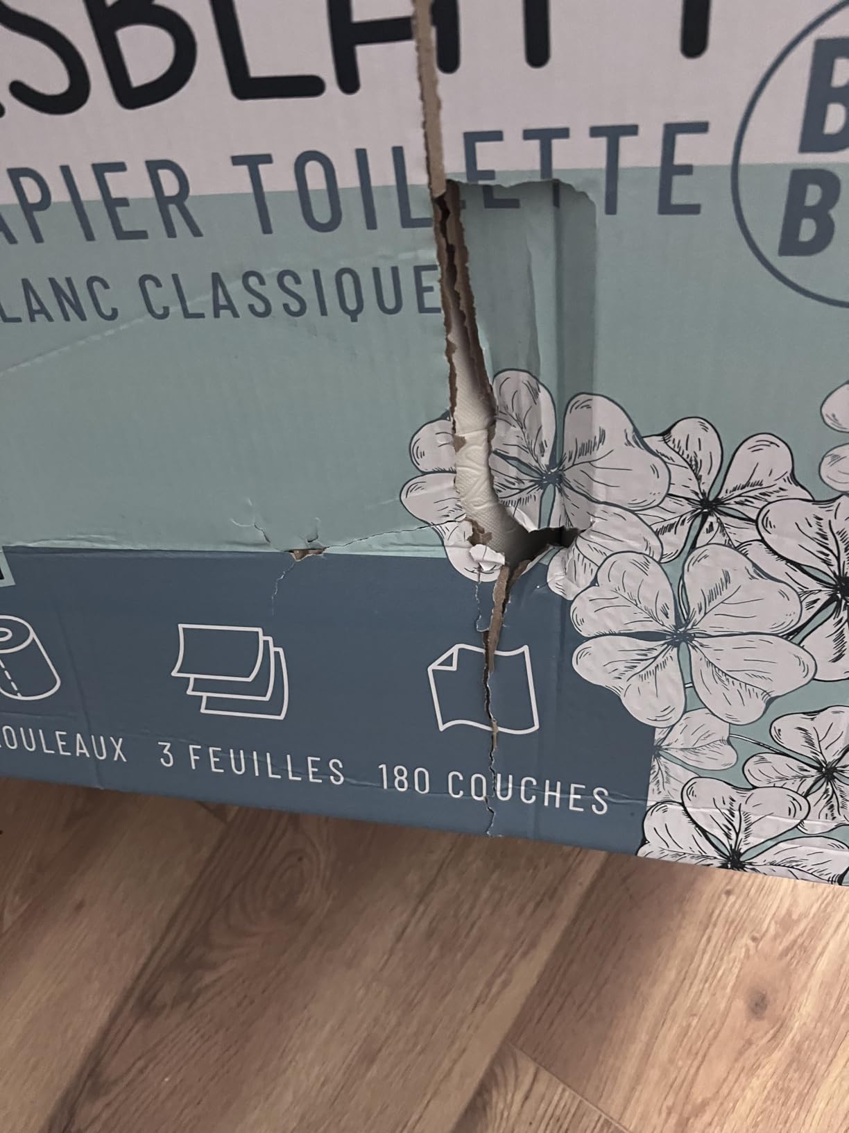 Glücksblatt Toilettenpapier Box 3-lagig, 75 Rollen, 13.500 Blatt, ohne Duft
