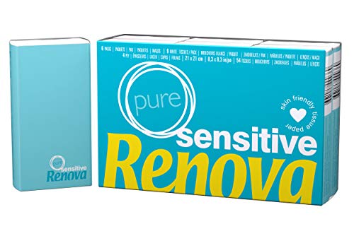 Renova Tissues Sensitive Pure Taschentücher, 6 Packungen, 4-lagig