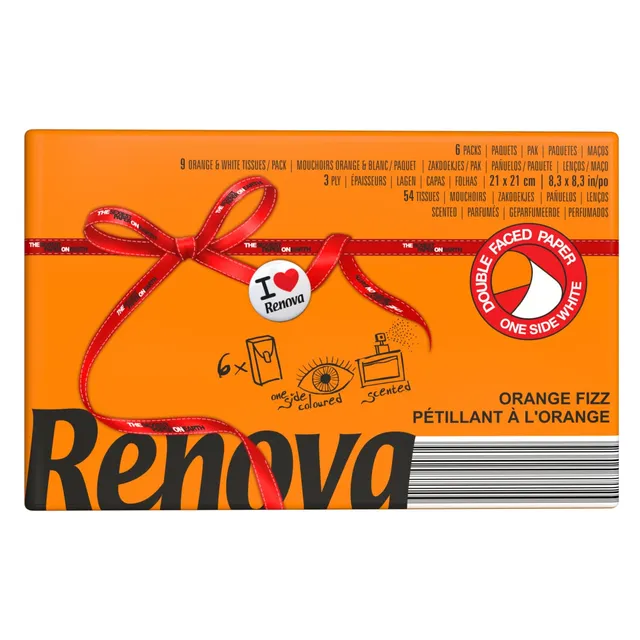 Renova Tissues Orange Fizz Taschentücher, 6 Packungen, Duft