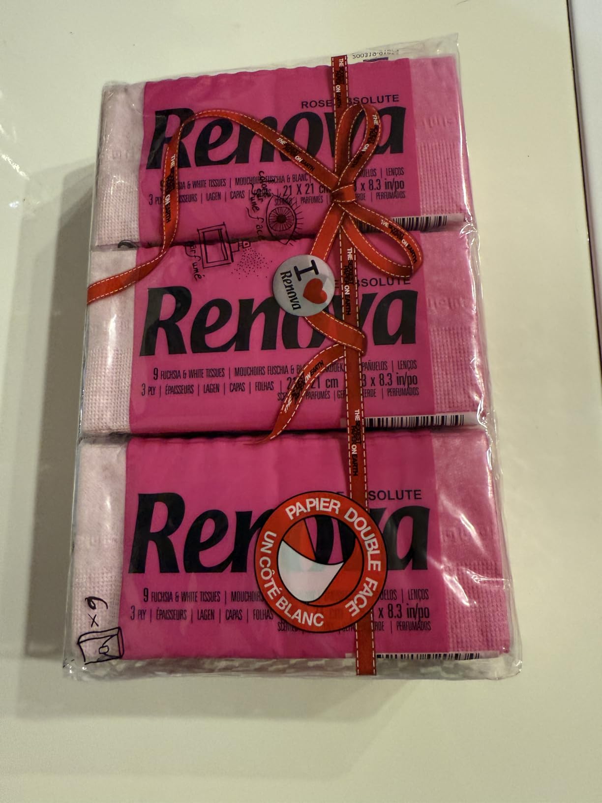 Renova Tissues Red Label Taschentücher, blau, Blaubeerkuchen-Duft, 6 Packungen
