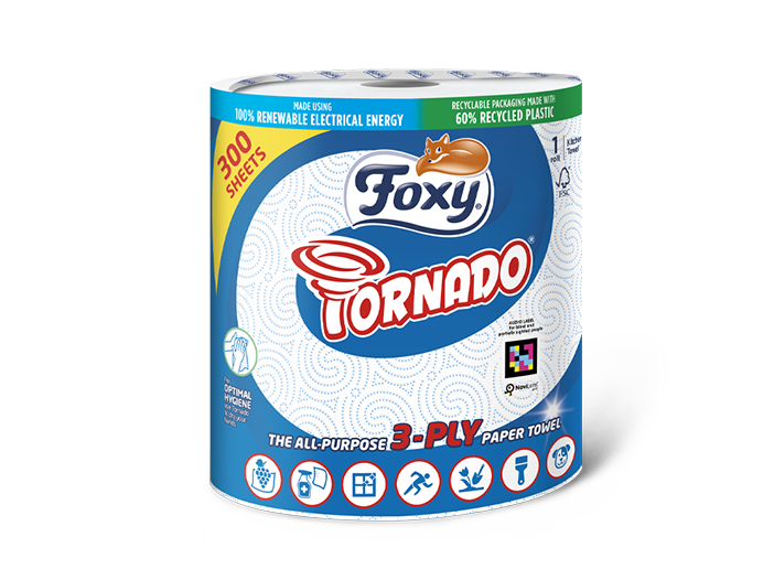 Foxy Tornado Küchenrolle 1 Rolle 300 Blatt 3-lagig