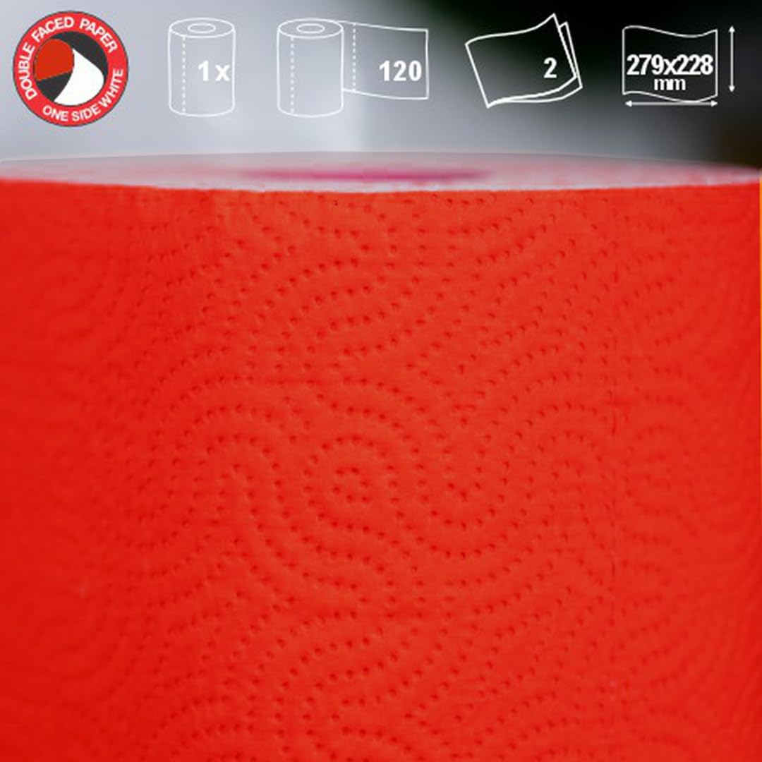 Renova Kitchen Roll RED Küchenrolle, Rot, 1 Rolle, 120 Blatt