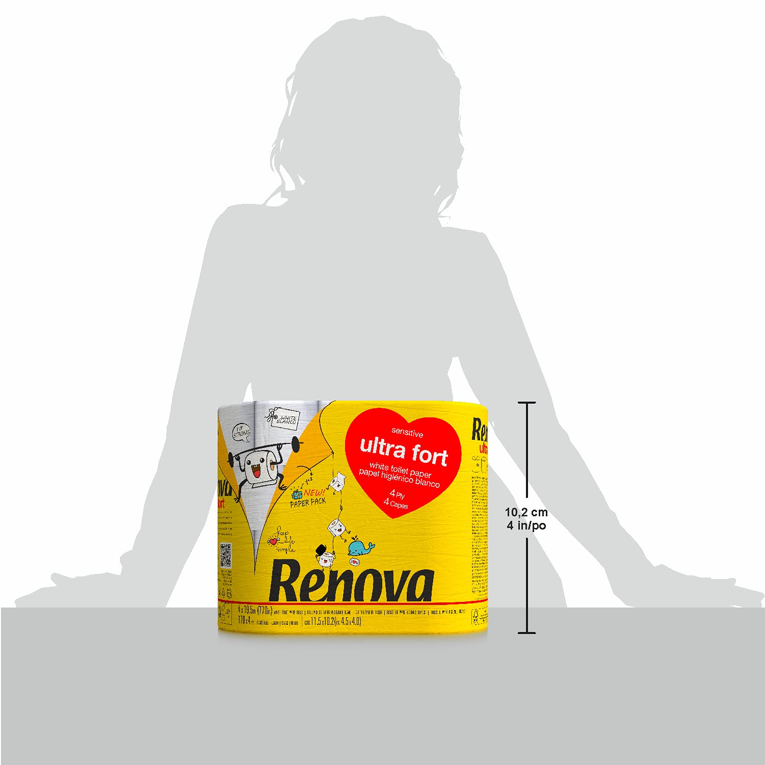 Renova ULTRA FORT Toilettenpapier Weiß, 4 Rollen, 4-lagig