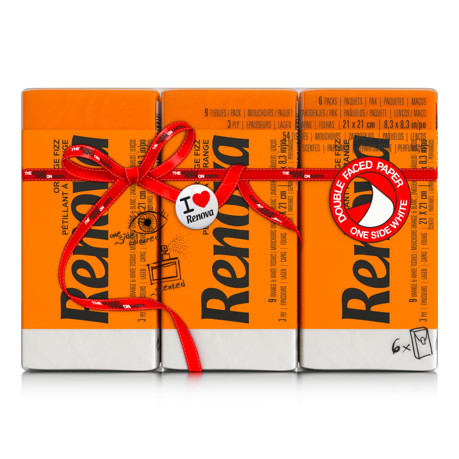 Renova Tissues Orange Fizz Taschentücher, 6 Packungen, Duft