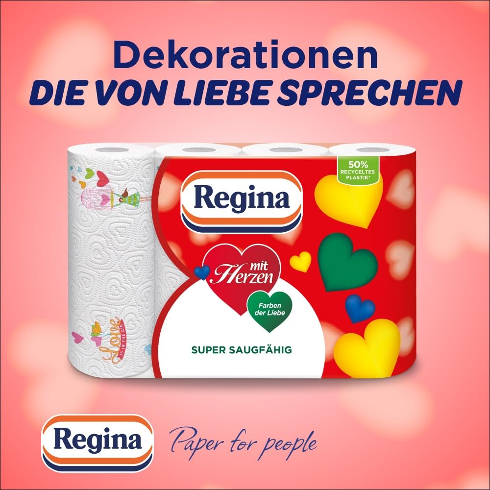 Regina mit Herzen Haushaltstücher Küchenpapier 8 Rollen, 3-lagig