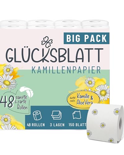 Glücksblatt Toilettenpapier Kamille, 48 Rollen, 3-lagig