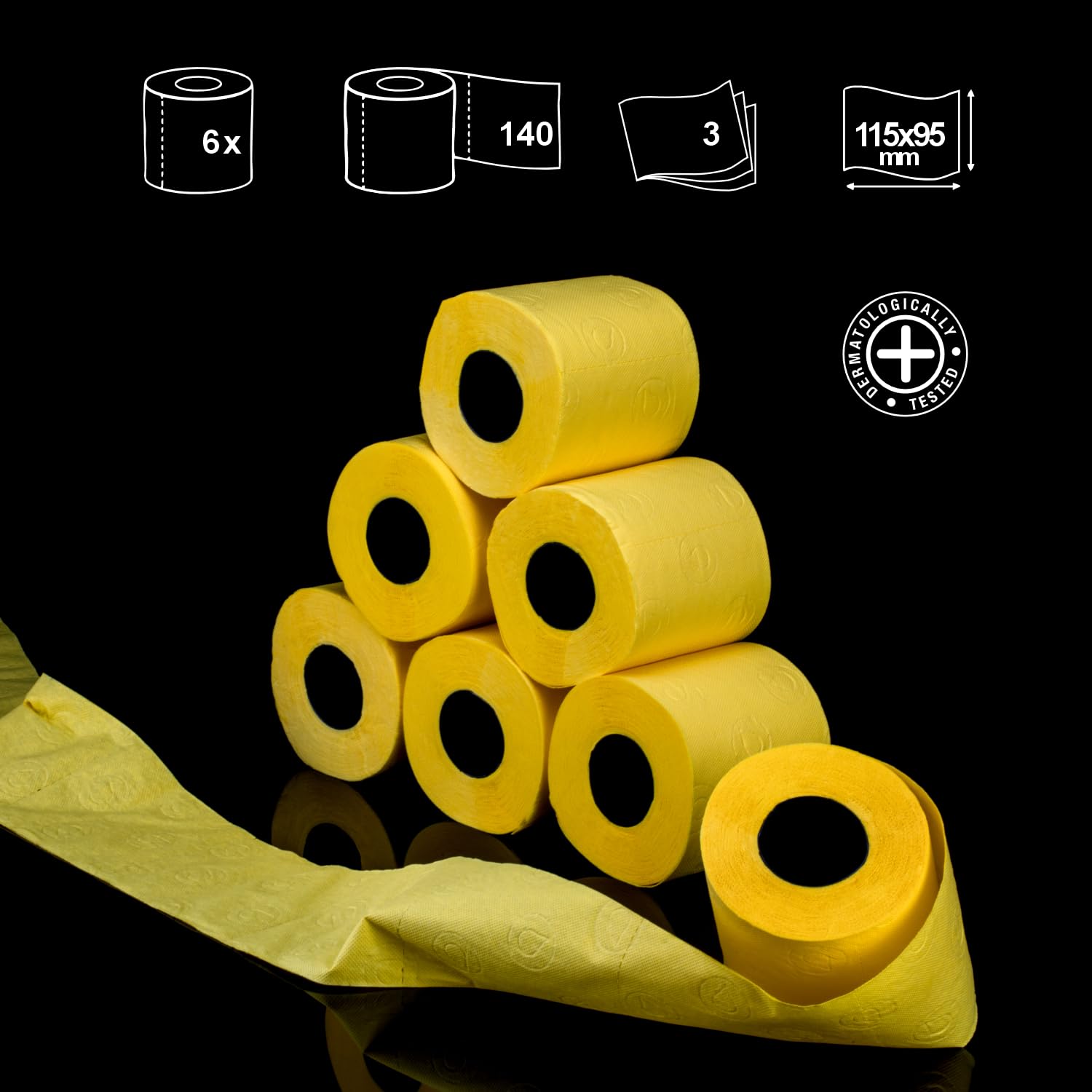 Renova Toilet Paper Yellow Toilettenpapier 6 Rollen, gelb
