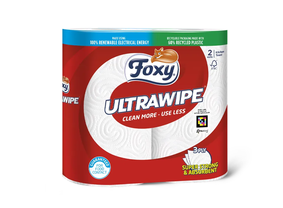 Foxy Ultrawipe Küchenrolle 2 Rollen 3-lagig extra saugfähig