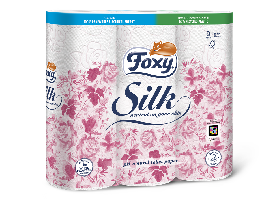 Foxy Silk Toilettenpapier 9 Rollen extra weich mit Blumenduft