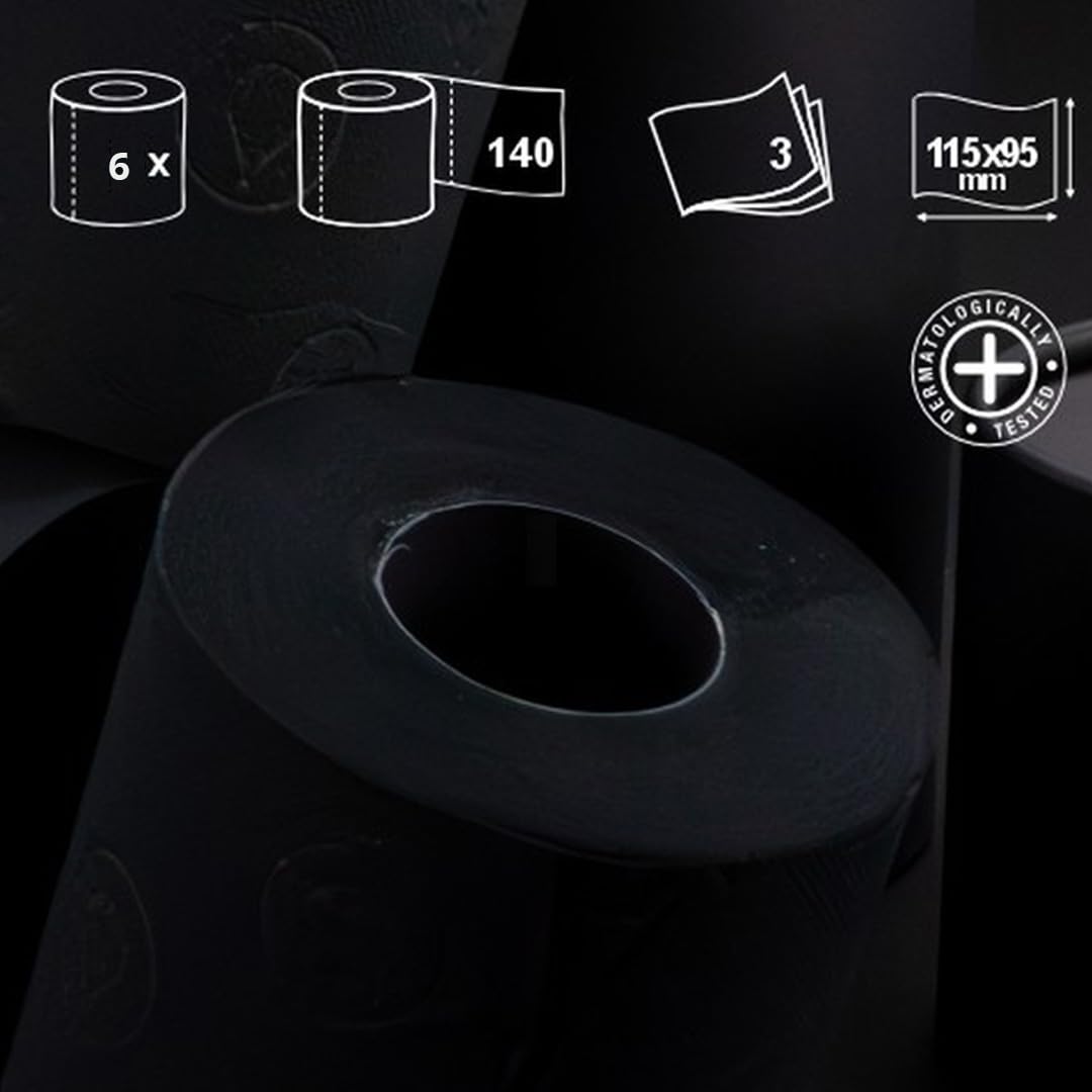Renova Toilet Paper Black Label Toilettenpapier 6 Rollen, schwarz