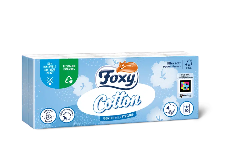 Foxy Cotton Taschentücher 10er-Pack, 4-lagig