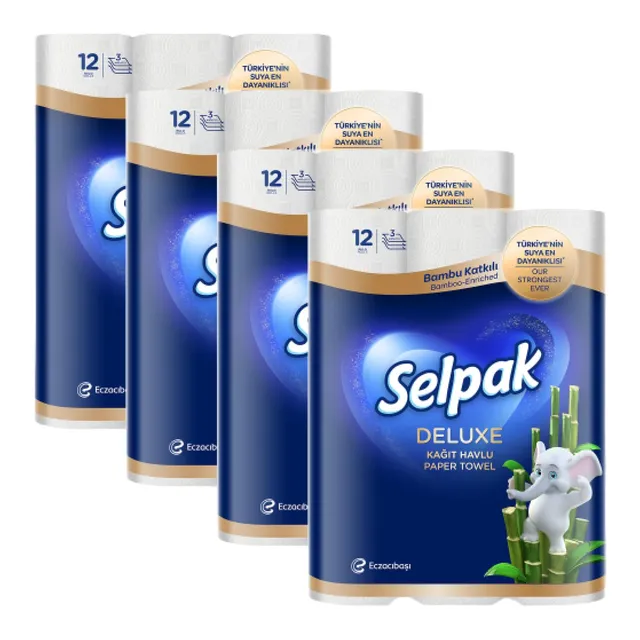 Selpak Paper Towels Deluxe Küchenrolle 48 Rollen, 3-lagig aus Bambus