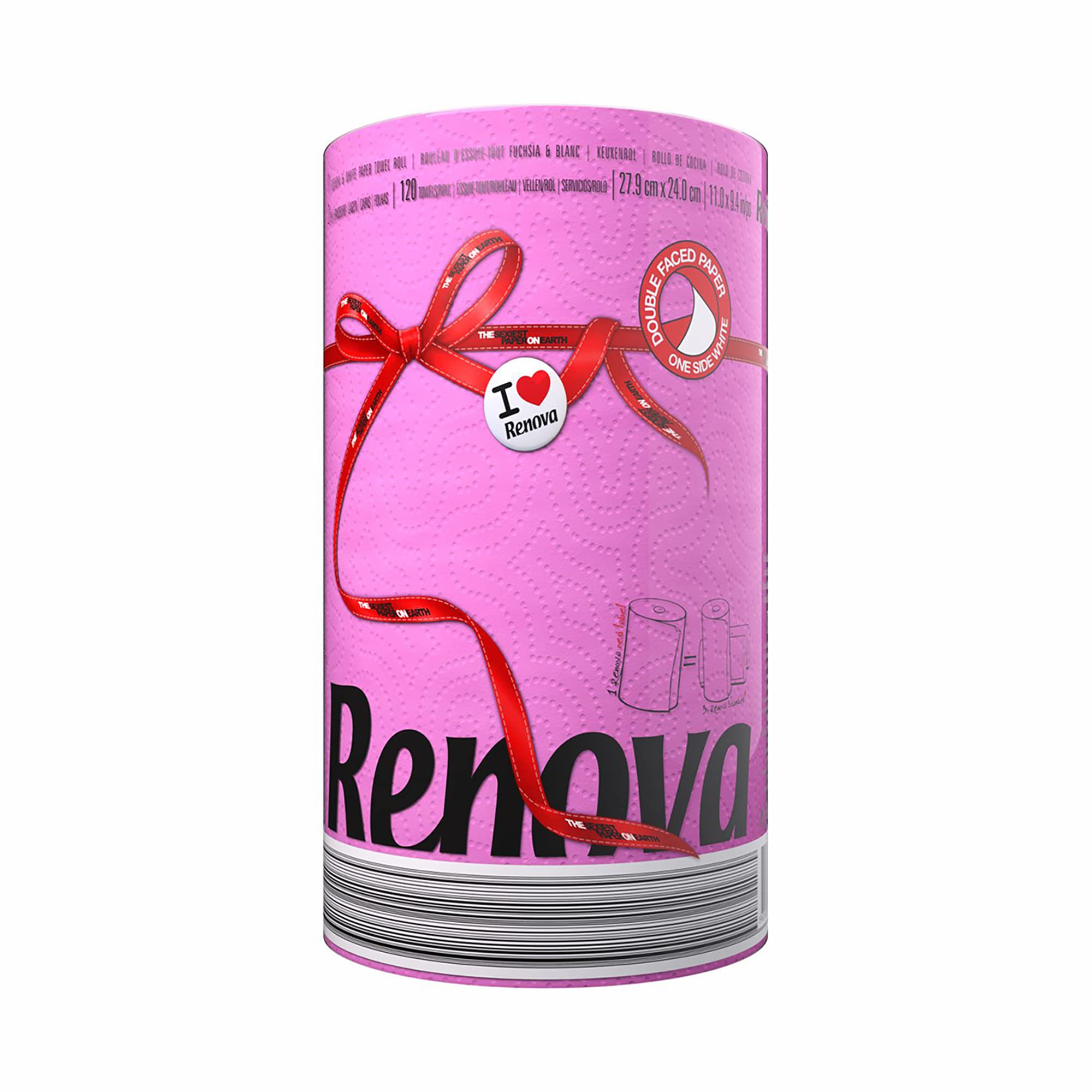Renova Kitchen Roll Pink Paper Towel Küchenrolle 1 Rolle rosa