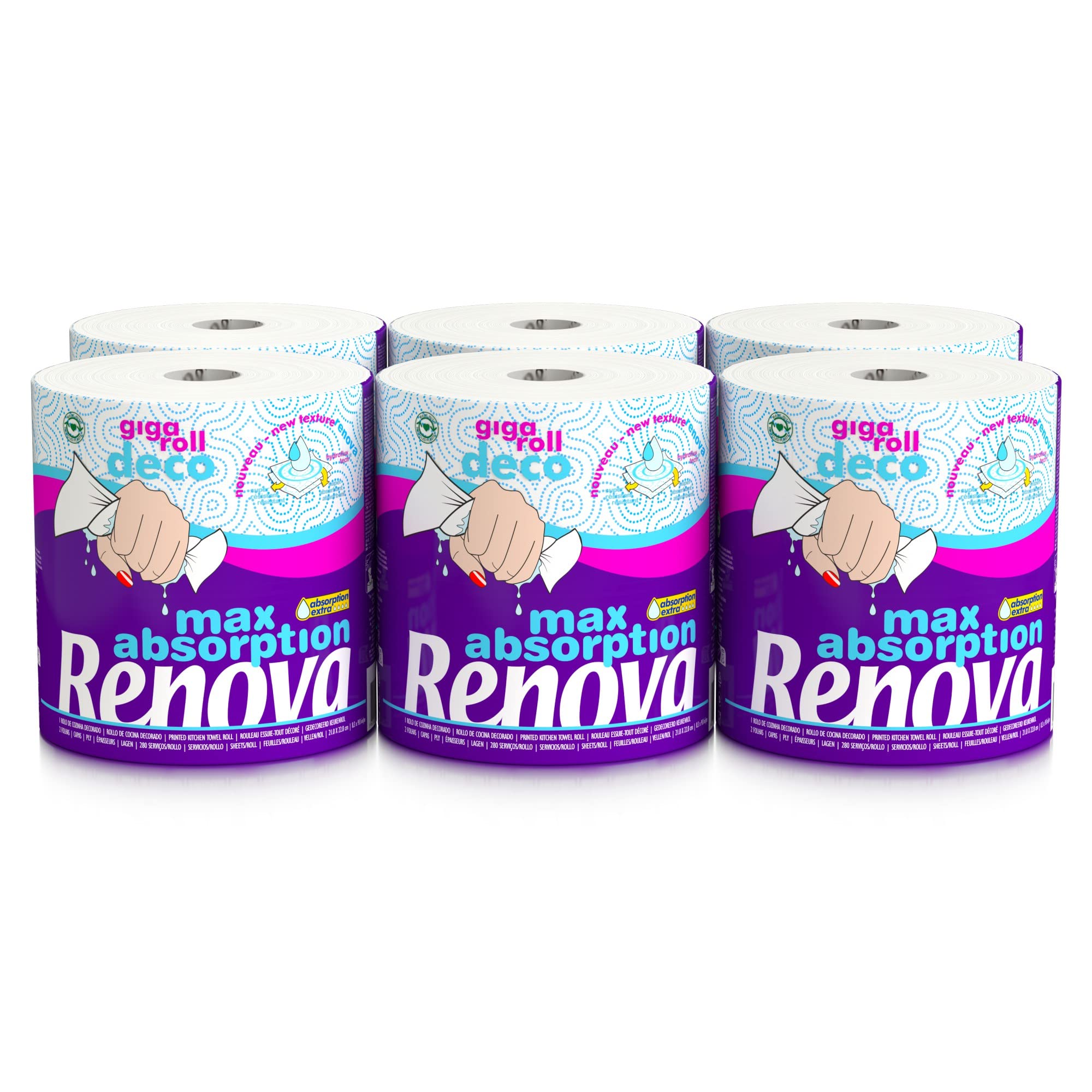 Renova Kitchen Roll Gigaroll Deco Küchenrolle Large, 1 Rolle, 280 Blatt