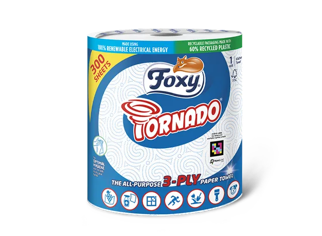 Foxy Tornado Küchenrolle 1 Rolle 300 Blatt 3-lagig