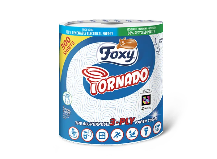 Foxy Tornado Küchenrolle 1 Rolle 300 Blatt 3-lagig