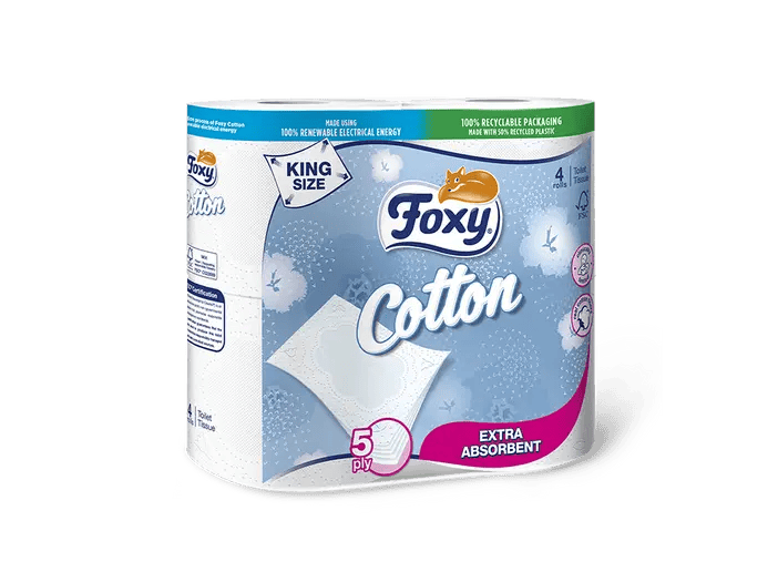 Foxy Cotton Toilettenpapier 6 Rollen mit Baumwollfasern