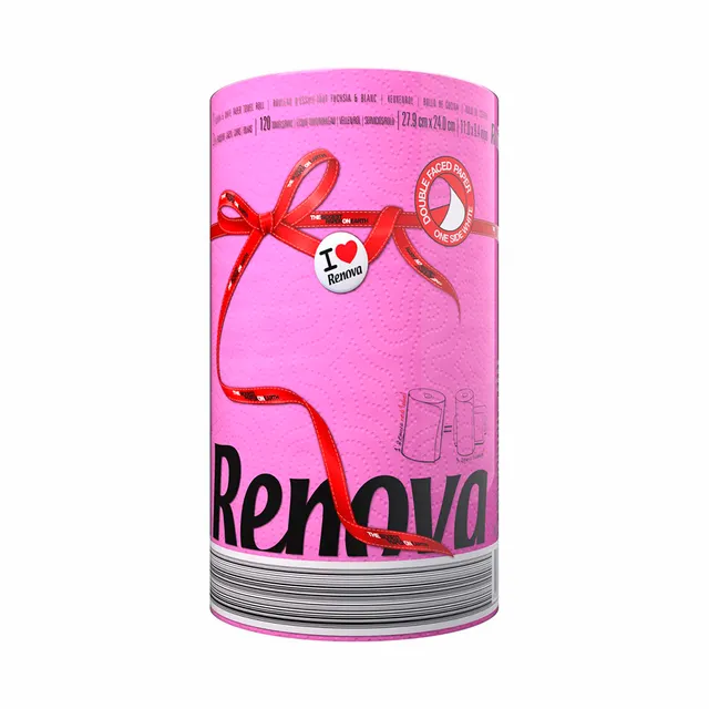 Renova Kitchen Roll Pink Paper Towel Küchenrolle 1 Rolle rosa